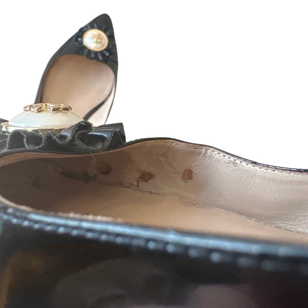 Tory Burch Melody Pointed Toe Patent‎ Flats Black 8 - Picture 11 of 15